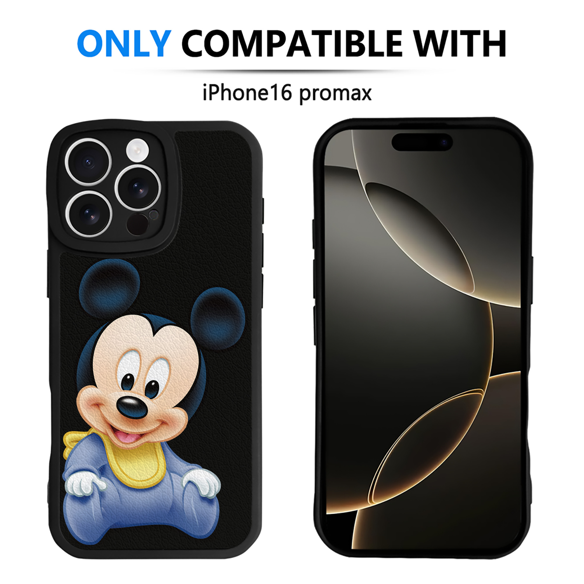 （画像用） ミッキーマウス Mickey Mouse 【iPhone 16シリーズ対応】シリコンスマホケース（レザー調） 材質：シリコン